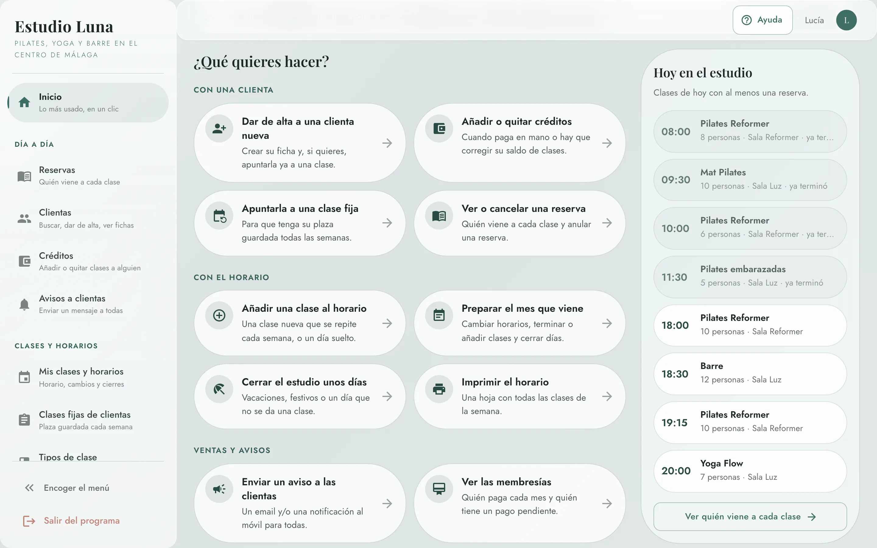 Panel de Corelia: tu día de un vistazo (datos de ejemplo).